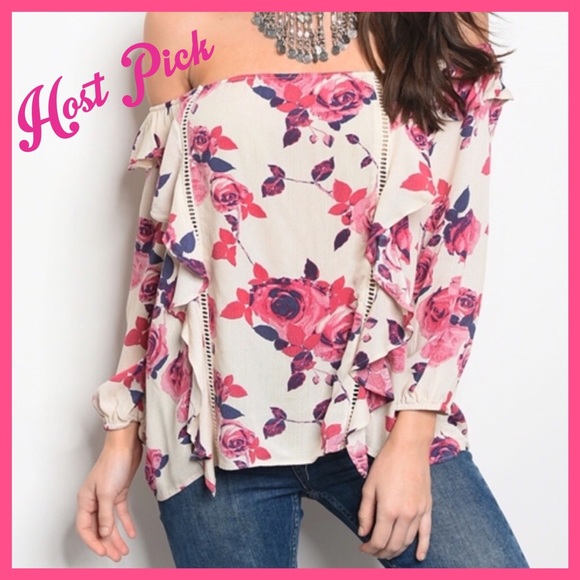 Boutique Tops - HP🌸OFF THE SHOULDER TOP WITH RUFFLE DETAIL